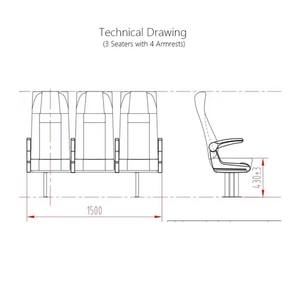 เก้าอี้หุ้มหนัง PVC มี4ที่พักแขนสำหรับเรือเฟอร์รี่ที่นั่งผู้โดยสาร3ที่นั่ง - Product Image 6