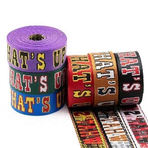 Custom Woven <strong>Jacquard</strong> <strong>Printed</strong> logo Recycled Thick Nylon Belt <strong>Webbing</strong> Strap for Dog Collar Luggage Backpack Bags <strong>Webbing</strong> - Product Image 1