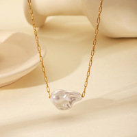 Ins 18K Or PVD Plaqué Acier Inoxydable Imitation Perle Baroque Pendentif Collier pour Femmes Bijoux Cadeau