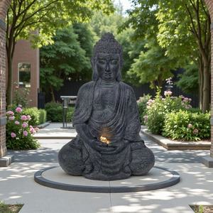 रेसिन बुद्धा वाटरफॉल फाउंटेन/आउटडोर वॉल गार्डन डिकोर प्राकृतिक संगमरमर शैली बड़ा बुधा पानी की सुविधा कृत्रिम शैली - Product Image 2