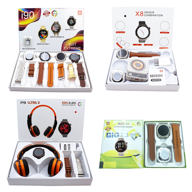 USA Shipping Wholesale Smart Watch Ultra Set Smart Watch Bundle I90 P9 X8 SmartWatch Set With Headphone Set