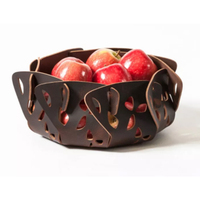 SN-206 Tafeldecoratie Fruit Schaal Lichtgrijs Ronde Lederen Schaal Modern Minimalistisch Bureaublad Woonkamer Decoratie Fruitkom