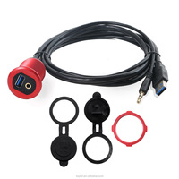 Cable USB de 3 pies 3,0 frontal DC 3,5mm Cable de montaje en Panel impermeable tipo A con Cable de extensión LED para coche barco motocicleta