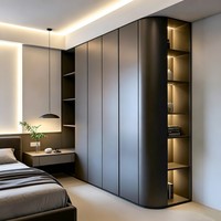 Armoire de dressing sur mesure avec 4 portes, façade miroir, tiroir, étagère à chaussures, organisateur, porte-cravates et accessoires pour chambre à coucher