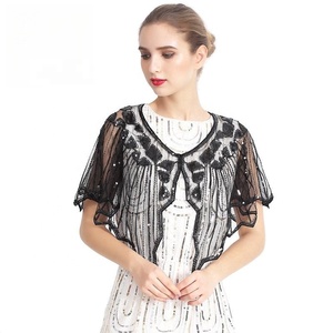 1920 шаль, обертка, расшитая бисером, вечерняя накидка, свадебная шаль, болеро, заслонка, накидка - Product Image 6