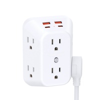 Prise murale 6 prises avec 2 ports USB-A et 2 ports USB-C (4,8A au total), protection contre les surtensions 15A, 240V, norme IP20, mise à la terre, usage résidentiel