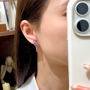 9 Pendientes de Gota de Alta Gama con Piedras Preciosas Coloridas para Mujer, Chapados en Oro Blanco, Plata 925, Joyería de Cristal Natural al por Mayor - Product Image 4