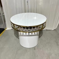 Cadre rond de luxe en acier inoxydable avec dessus en verre centres de table de mariage table à gâteau décorative pour meubles de salle à manger et de bar
