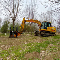 Shandong Tree Spade, transplanteur d'arbres pour chargeuse compacte et excavatrice, avec engrenage central, pour excavatrice de 6 tonnes, 60 mm, jaune, 1
