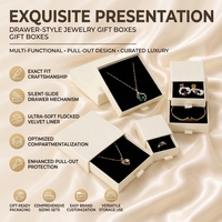 Boîte à bijoux blanche écologique et recyclable avec tiroir, petit MOQ, logo personnalisable, étui rigide en papier à glissière silencieuse pour collier