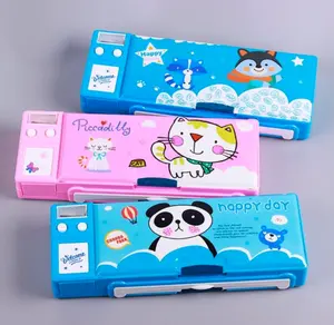 Custom Design Hard Pencil Case Big Capacity Embossed Pen Box pouch with button lock pencil case