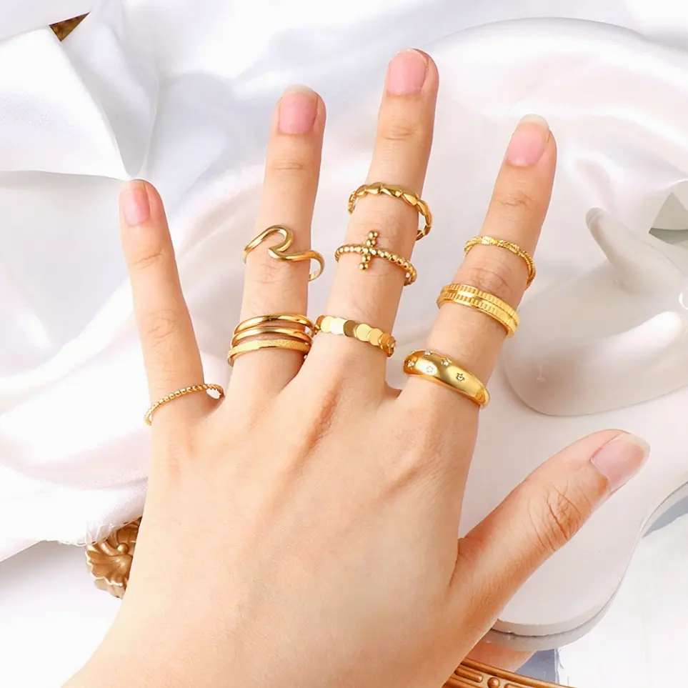 Wholesale Custom Minimalist 18k Gold Plated Jewelry Rings New Trendy Women 316Stainless Steel Rings