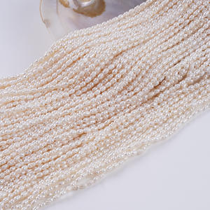 Perles d'eau douce en forme de riz de 3-4 mm, perles de coquillage, perles enfilées, matériel de bijouterie, perles en vrac promotionnelles - Product Image 2