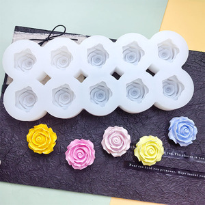 Moule en silicone souple en forme de <span class=keywords><strong>rose</strong></span> à 10 pétales pour chocolat, fondant, bougies, résine et savon - Product Image 1