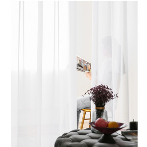 Cortinas de Hilo de Diamante Blanco Natural Blanqueado, con Bolsillo para Varilla, Abertura Bipartida Izquierda y Derecha, Translúcidas para Sala de Estar - Product Image 2