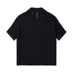 TKAN236 Gros En Vrac Stock Surdimensionné Tricoté 100% Coton Séchage Rapide Street Style À Manches Courtes D'été Maille Creuse pour Chemise - Product Image 3