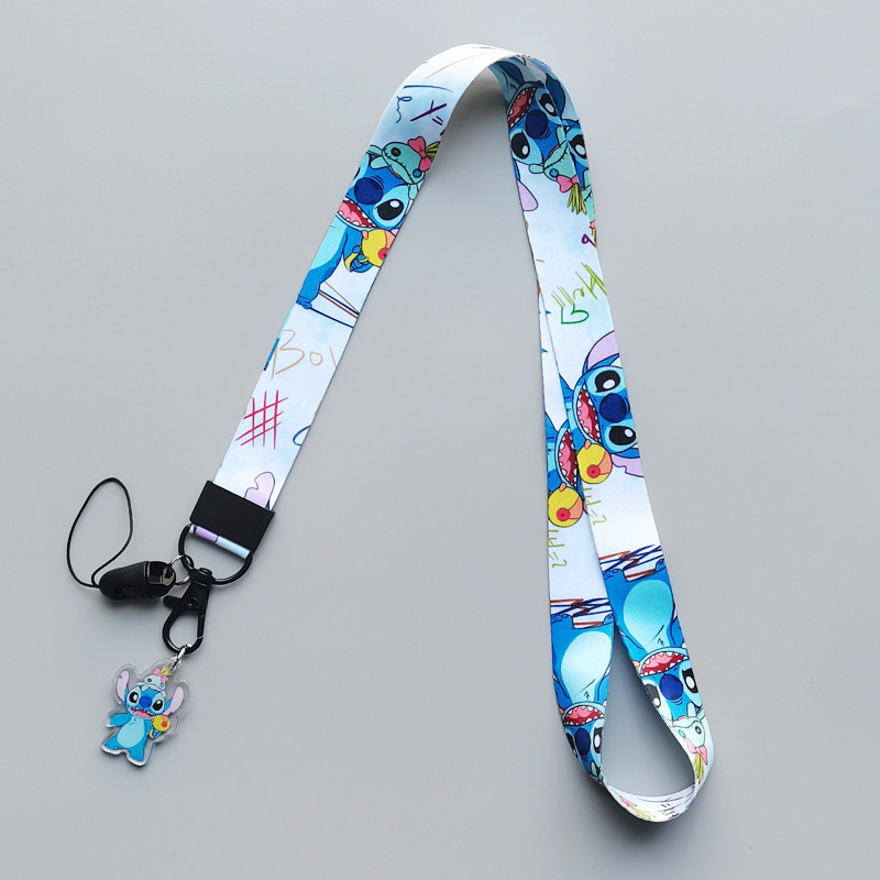 Newest Lovely Creative Cartoon Stitch Lanyards Anti-Lost Neck Strap ID Card Holder Lanyards Satin for Student Promotional Gifts Image 4