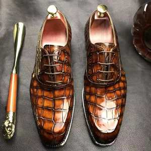 Chaussures pour hommes en cuir d'alligator haut de gamme chaussures classiques d'affaires faites à la main Goodyear pour hommes chaussures habillées en crocodile et oxford - Product Image 2