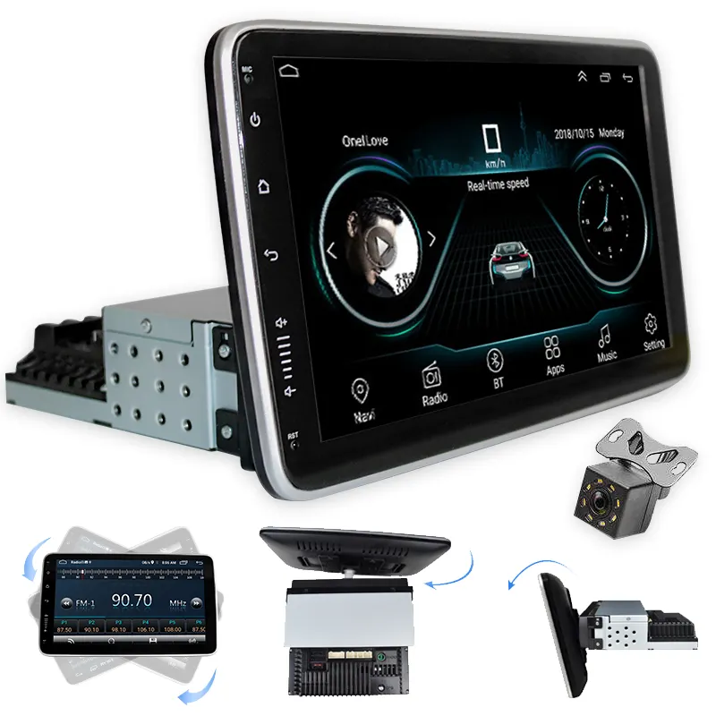 10.1Inch 1din Car Radio Android Player Stereo Autoradio Support 360 Degree Screen Rotating Gps Navigation Auto Electr