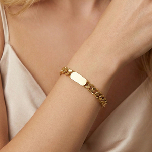 STCB05 Joyería Hip Hop, Bisutería de Acero Inoxidable, Barra Lisa Dorada, Cadena <span class=keywords><strong>Cubana</strong></span>, Pulsera de Eslabones Cubanos - Product Image 3