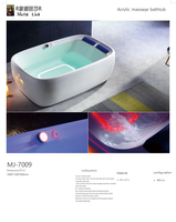 Baignoire à remous en acrylique de luxe avec panneau de commande circulaire, massage LED invisible 1,8 CV, Bluetooth et protection contre la pénurie d'eau