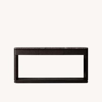 Console élégante et moderne avec plateau en marbre, structure en chêne clair, trois tiroirs sans poignées, base sur socle pour entrée, meuble d'appoint pour la maison, personnalisable OEM