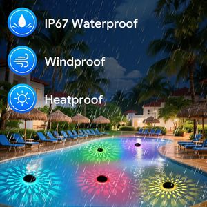 Lumière flottante imperméable IP67 pour extérieur, décoration de piscine, lumières solaires LED RGB colorées pour piscine - Product Image 4