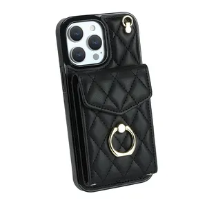 Luxury PU Leather 360 Degree Rotating Finger Metal Ring Kickstand Holder Shockproof Phone Case For iPhone 11 12 14 15 Pro Max XS