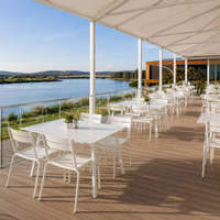 Meubles contemporains en aluminium pour restaurant industriel, intérieur/extérieur, résistants à la rouille, ensemble de salle à manger, tables de café et de bistrot
