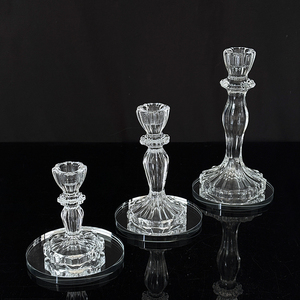 Conjunto de 3 Castiçais de Cristal de Vidro com Base Redonda Espelhada, Presente de Casamento MH-Z0668 - Product Image 5