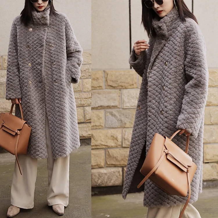 New Fashion Ladies Winter Plus Size Fur Coat Shearling Jacket Long Style Women Real Wool Fur Jacket For Girls