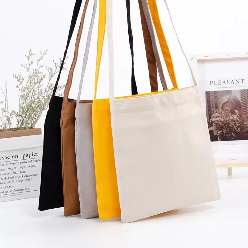 Sacolas de lona de algodão personalizadas para compras pequenas sacola crossbody personalizada de lona feminina com logotipo impresso personalizado