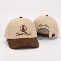Topi Baseball 6 Panel Model Snapback Vintage Bahan Corduroy Bordir Logo Dua Warna Dengan Pinggiran Datar