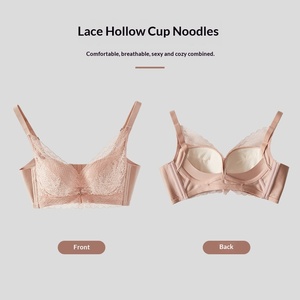 Sujetador Push-Up <span class=keywords><strong>Reductor</strong></span> <span class=keywords><strong>de</strong></span> <span class=keywords><strong>Senos</strong></span> sin Varillas, Antibacteriano, con Encaje <span class=keywords><strong>de</strong></span> Algodón y Seda <span class=keywords><strong>de</strong></span> Morera, Diseño Floral, Ligero y Sexy con Cuello en V para Mujer - Product Image 4