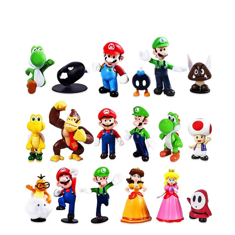 Promosyon hediye 18 adet set süper Marios anime action figure bebek süsleri oyuncaklar ile ucuz fabrika fiyat