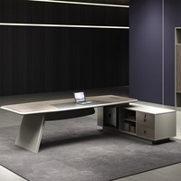 Bureau de direction moderne de luxe léger en forme de L, pour PDG ou directeur, en panneau mélaminé, mobilier commercial