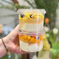 Bols en plastique jetables avec logo personnalisé, 8oz, 12oz, 14oz, 16oz, 24oz, 32oz, transparents, qualité alimentaire PET, pour crème glacée, desserts, salades, avec couvercle