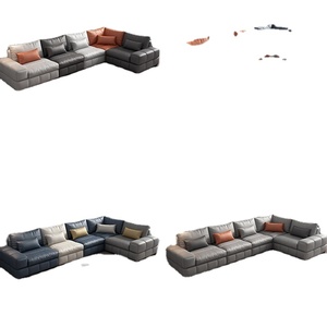Juego de Sofás Seccionales Modernos de Tela, <span class=keywords><strong>Sofá</strong></span> Esquinero Económico, Muebles para Sala de Estar con Reposapiés - Product Image 6