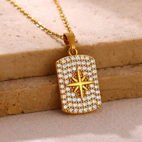 Collier en acier inoxydable plaqué or, résistant à la ternissure et à l'eau, avec pendentifs cœur, étoile et lune, tendance TikTok, par Fanhua Jewelry