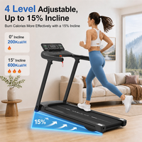 Tapis roulant électrique motorisé pliable à affichage LED extra large, 16 km/h, avec vibration