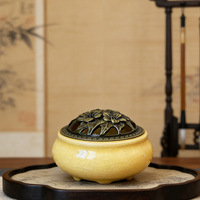 Brûleur d'encens en céramique effet craquelé, pour usage domestique, pièce décorative d'intérieur, plateau créatif pour bois de santal et altière