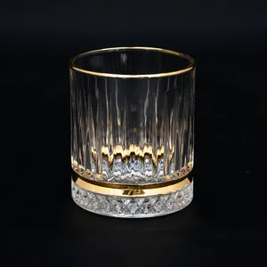 12oz Old fashion whiskey glass with golden design