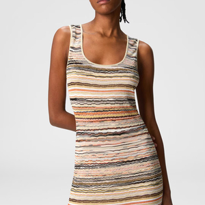 Abito Maglione Lungo Estivo da Donna con Glitter, Senza Maniche, Colorato, alla Moda, Aderente, a Righe, per Vacanze - Product Image 1