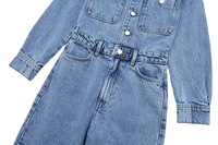 Femmes décontracté Vintage combinaison combishort couleur unie ample grande taille nouveau été Denim Collection bouton décoration Logo taille
