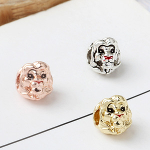 Collection de perles animales à gros trous personnalisées, en alliage, avec têtes de singe, <span class=keywords><strong>patte</strong></span> d'ours, élan et tête de lion incrustées de diamants - Product Image 2