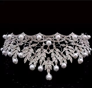 Diadema de Novia Coreana Popular con Pedrería, Accesorios de Boda, Corona de Perlas para Novia - Product Image 2