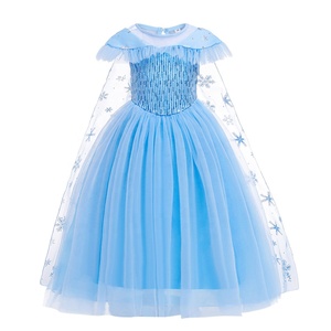 Costume de princesse Elsa pour filles, robe de fête en maille bleue à paillettes avec accessoires couronne et baguette magique pour Halloween, cosplay, anniversaire, jeu de rôle - Product Image 6