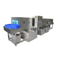 Machine de lavage de caisses en acier inoxydable 304 à circulation continue d'eau haute pression avec désinfection pour usine d'abattage de volailles