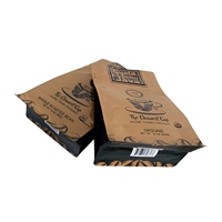 Sachet de café personnalisé à huit soudures latérales, pochette en aluminium refermable à fond plat avec fermeture éclair pour l'emballage de grains de café moulu