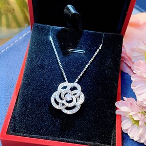 FYXL1074 Classic Camellia Pendant 925 Sterling Silver Gold Plated Zircon Flower Design Luxury Women's Link Chain Necklace Gift - Product Image 1